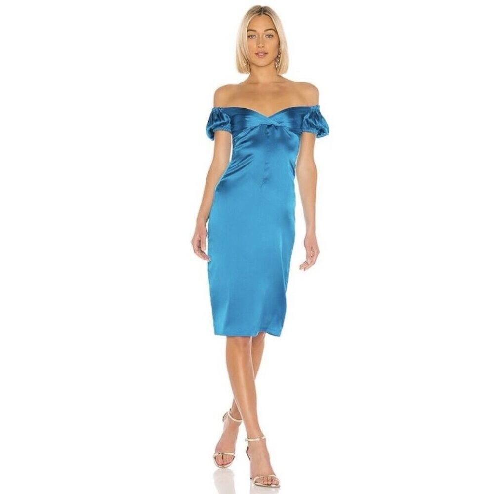 Alexis Cadiz Silk Satin Dress in Capri Blue Size XS - Picture 11 of 11